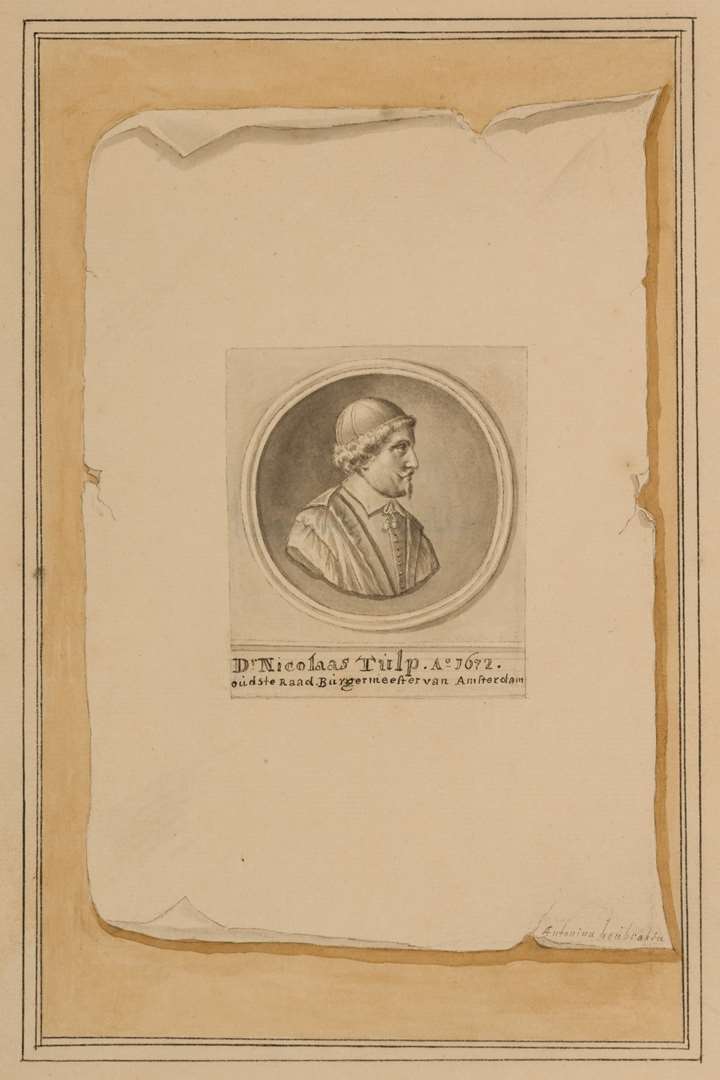Trompe l'oeil with silver medal celebrating Dr. Nicolaes Tulp's fourth term as mayor of Amsterdam